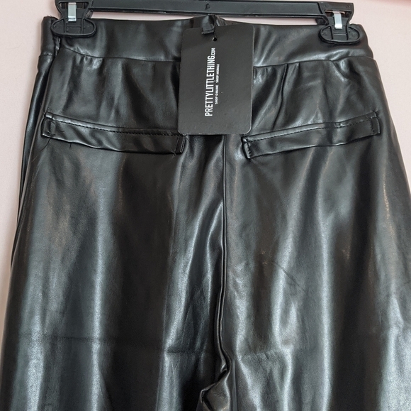 PrettyLittleThing Faux Leather Split Hem Trousers size 6 - Picture 7 of 9
